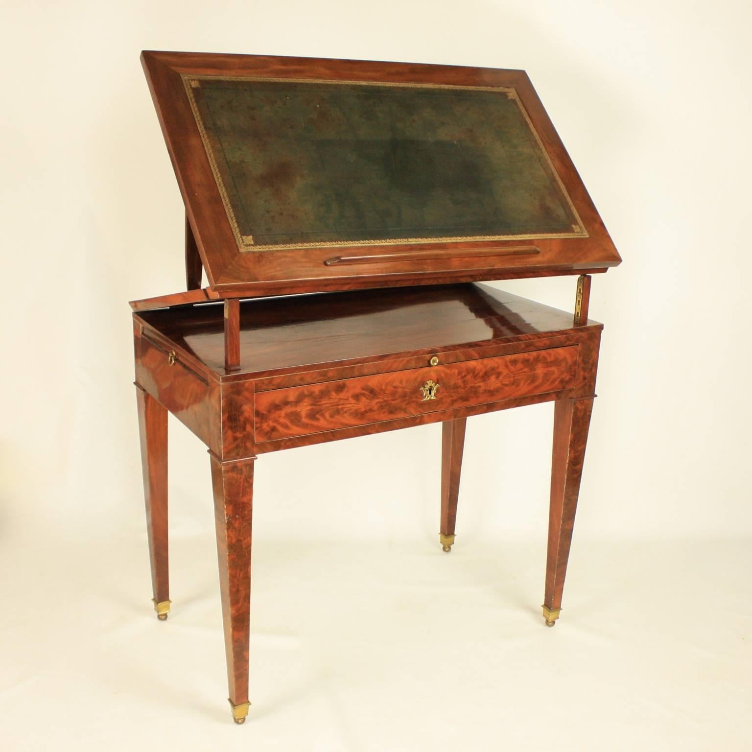 Gilt Late 18th Century Mahogany Veneered Architect's Table, workshop of J.J. Chapuis
