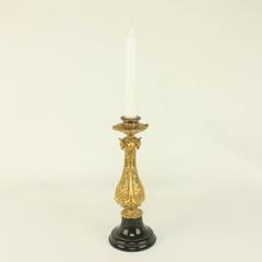 19th Century Renaissance Revival Gilt Bronze and Black Marble Candlestick