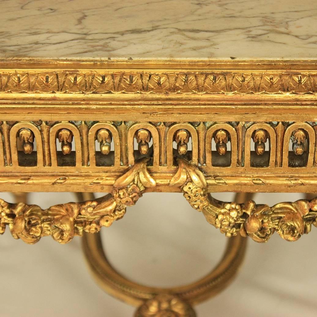 19th Century French Giltwood and Marble-Top Center Table 2