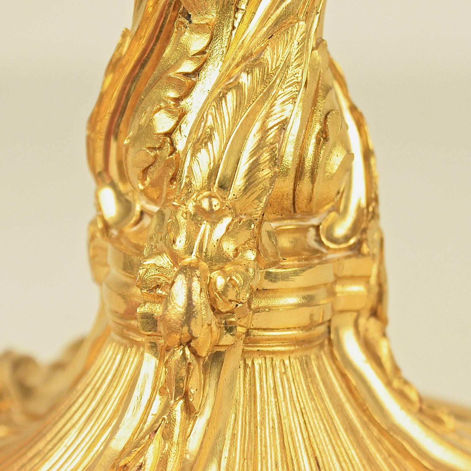 Pair of 19th Century Louis XV Ormolu Candlesticks After Meissonier 2