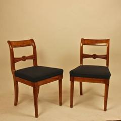 Pair of 19th Century Biedermeier Fruitwood Side Chairs