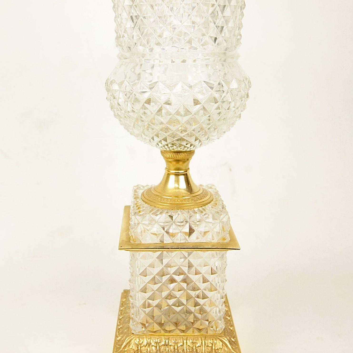 Empire Cut Crystal and Gilt Bronze-Mounted Medici Vase, Probably Baccarat Le Creusot
