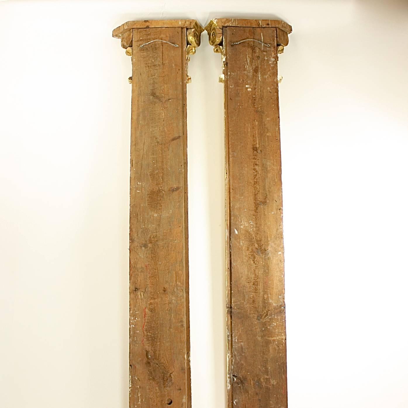 Pair of Early 18th Century Régence Carved Giltwood Pilasters 3