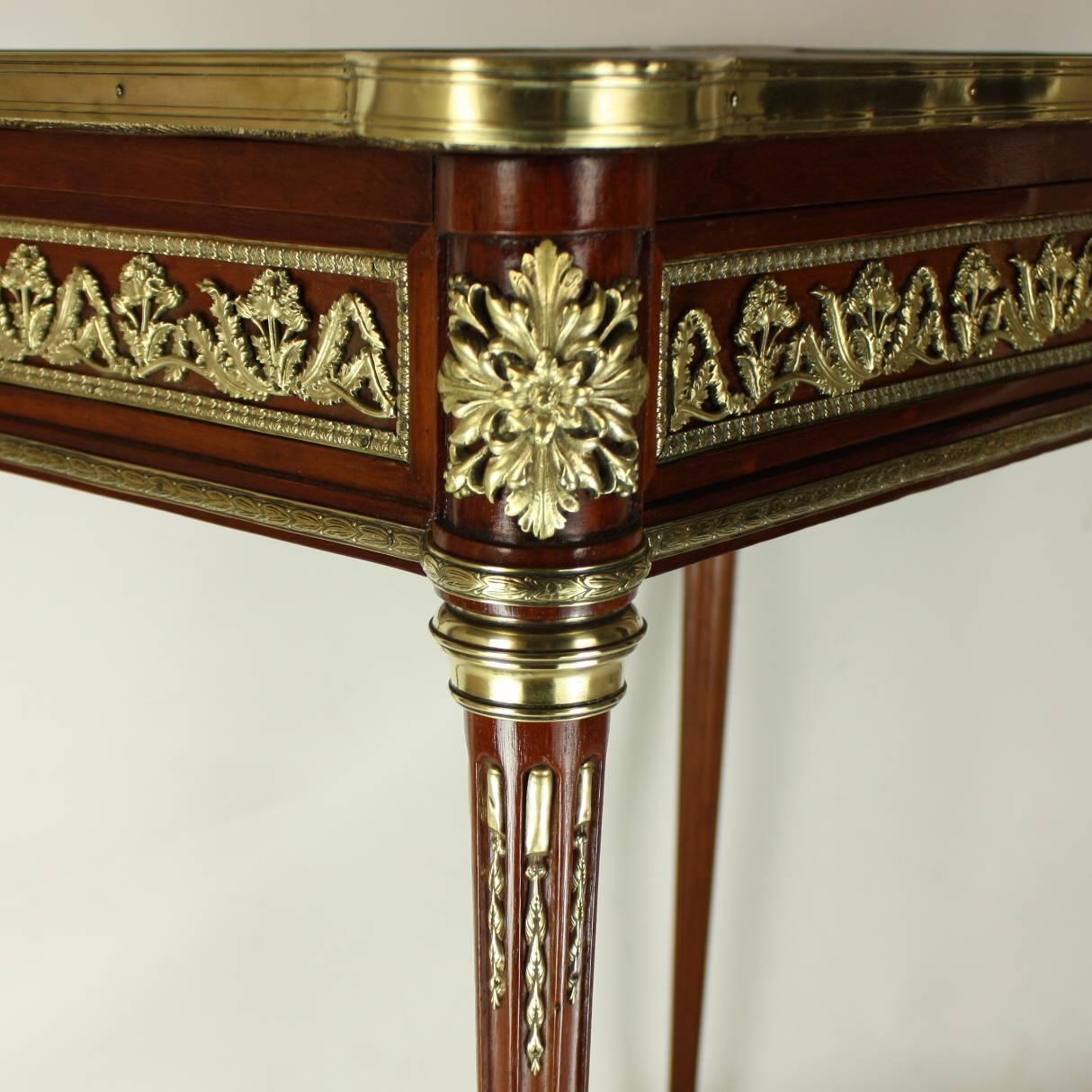 Brass Rare Small Louis XVI Style Mahogany Bureau Plat or Side Table