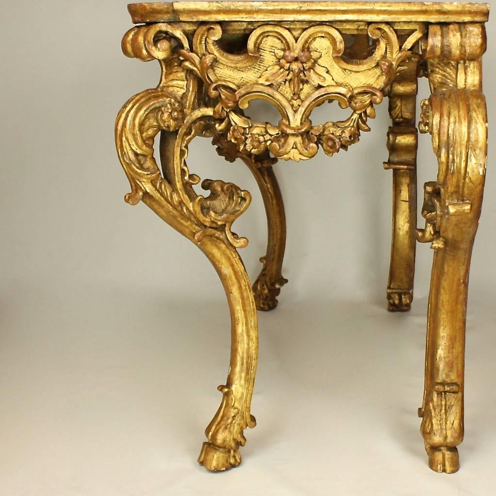 Early 18th Century Regence Giltwood Console Table (Breccia-Marmor)