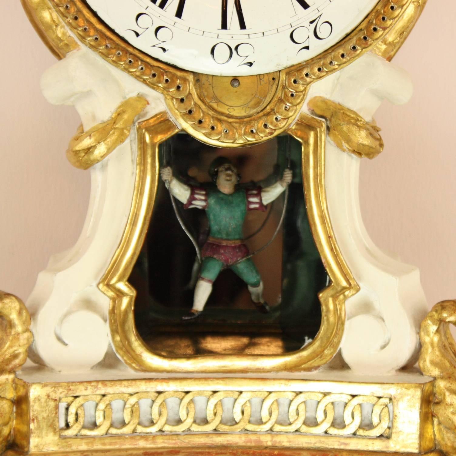 Neoclassical Large Late 18th Century Prussian Painted and Parcel-Gilt Sonnerie Bracket Clock