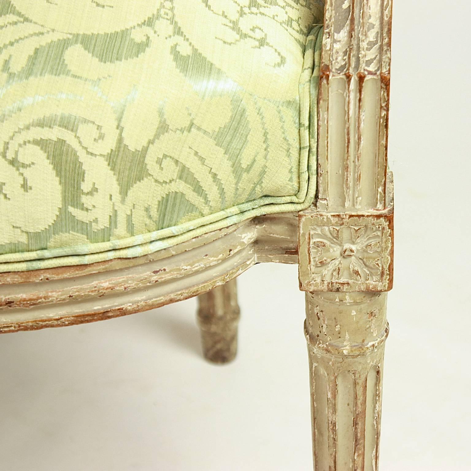 Late 18th Century Pair of Louis XVI Painted Fauteuils Attributed to Claude ii Sené 'Le Jeune'