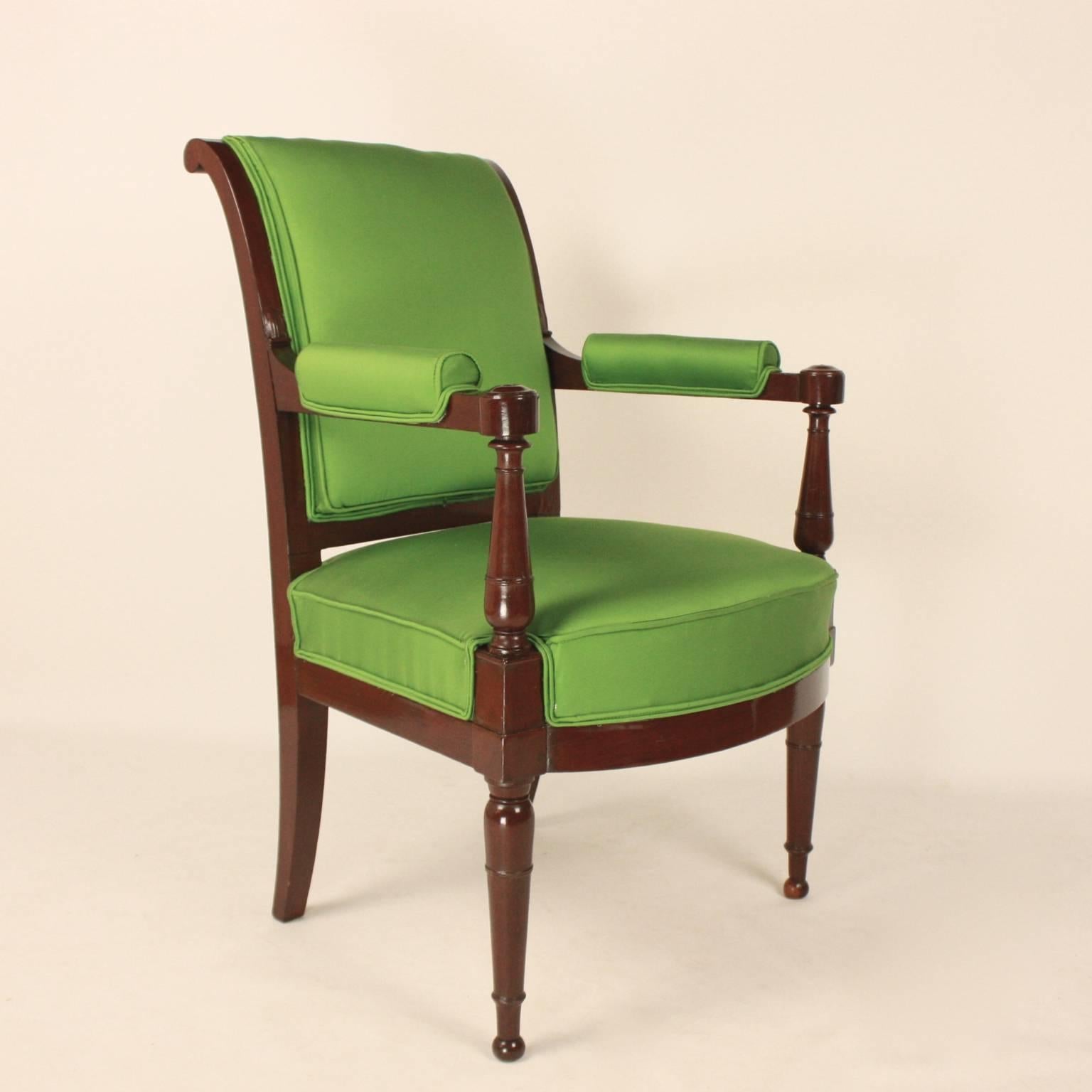 French Set of Four Mahogany Armchairs in the Manner of Henri Jacob, circa 1795 For Sale