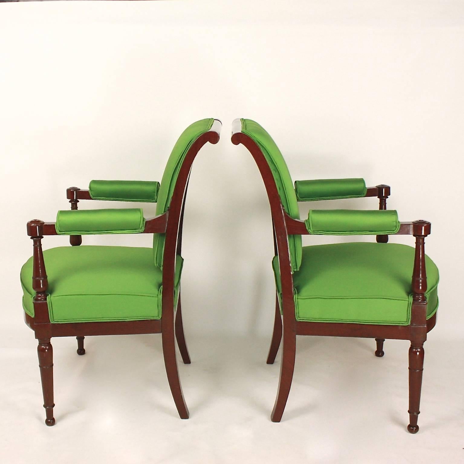 Directoire Set of Four Mahogany Armchairs in the Manner of Henri Jacob, circa 1795 For Sale