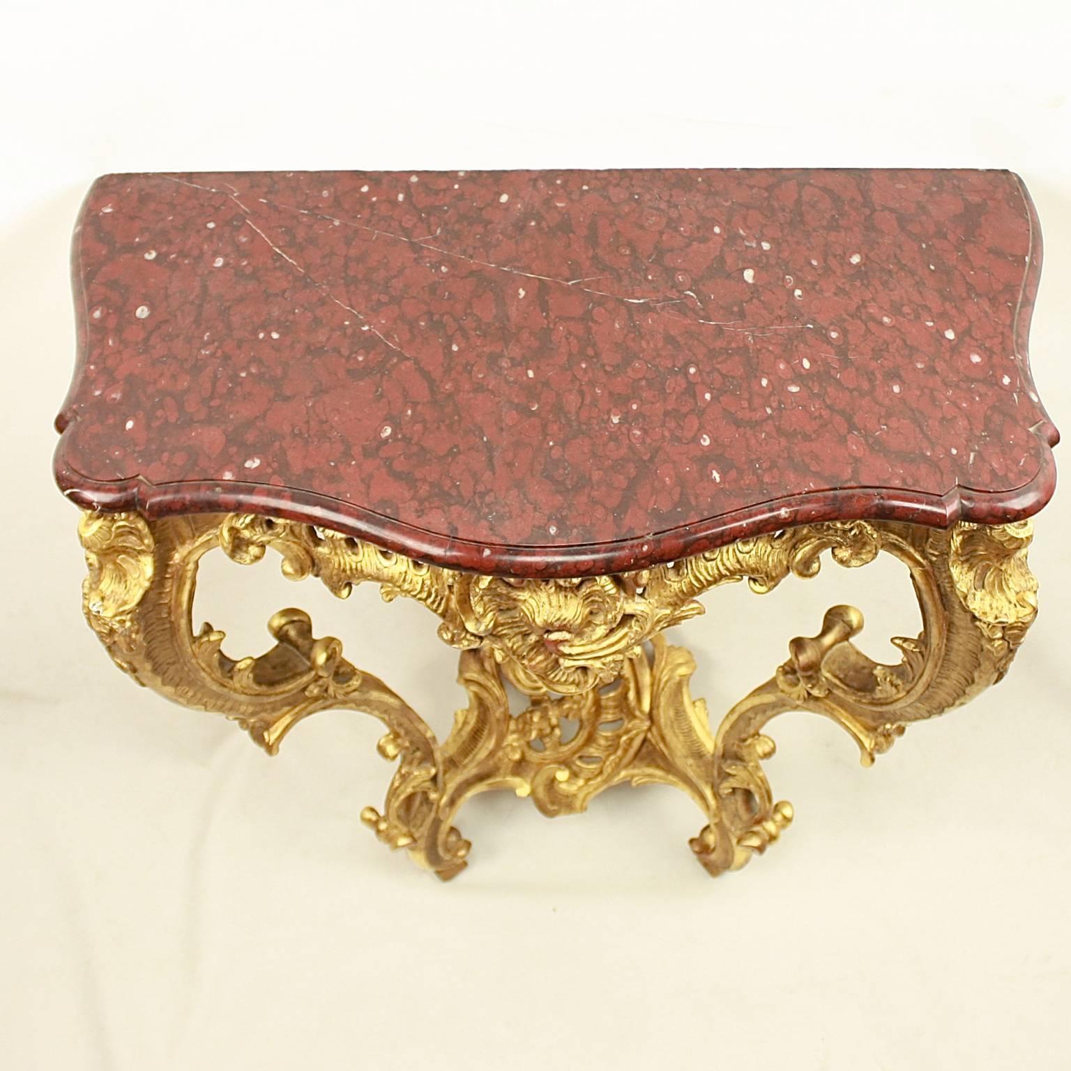 French Louis XV Giltwood Console Table, Mid-18th Century 3