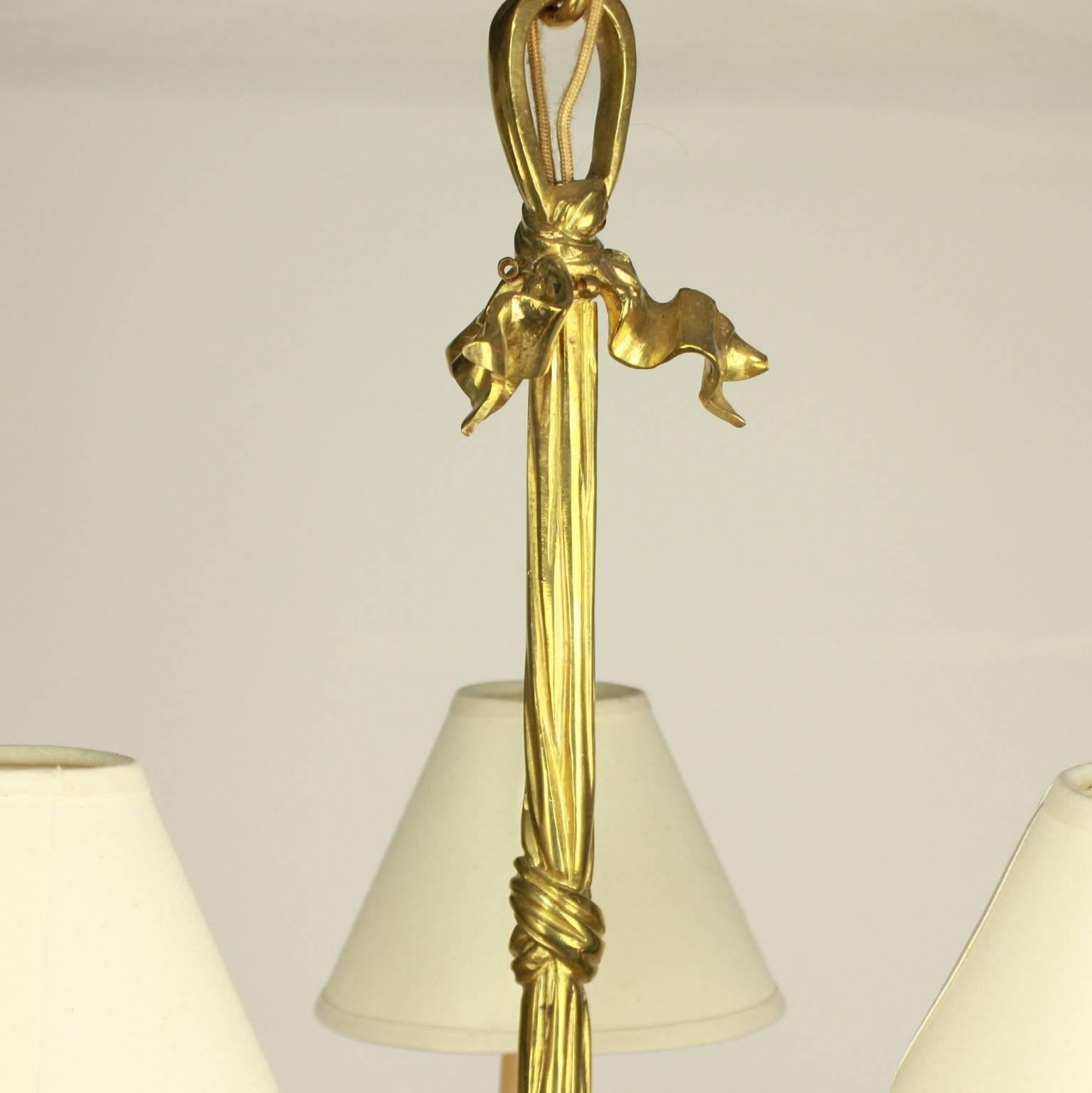 Louis XV Bronze Three-Light 'Hunting Horn' Chandelier by Maison Baguès