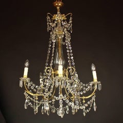 19th Century Louis XV Style Gilt-Bronze and Cut-Crystal Five-Light Chandelier