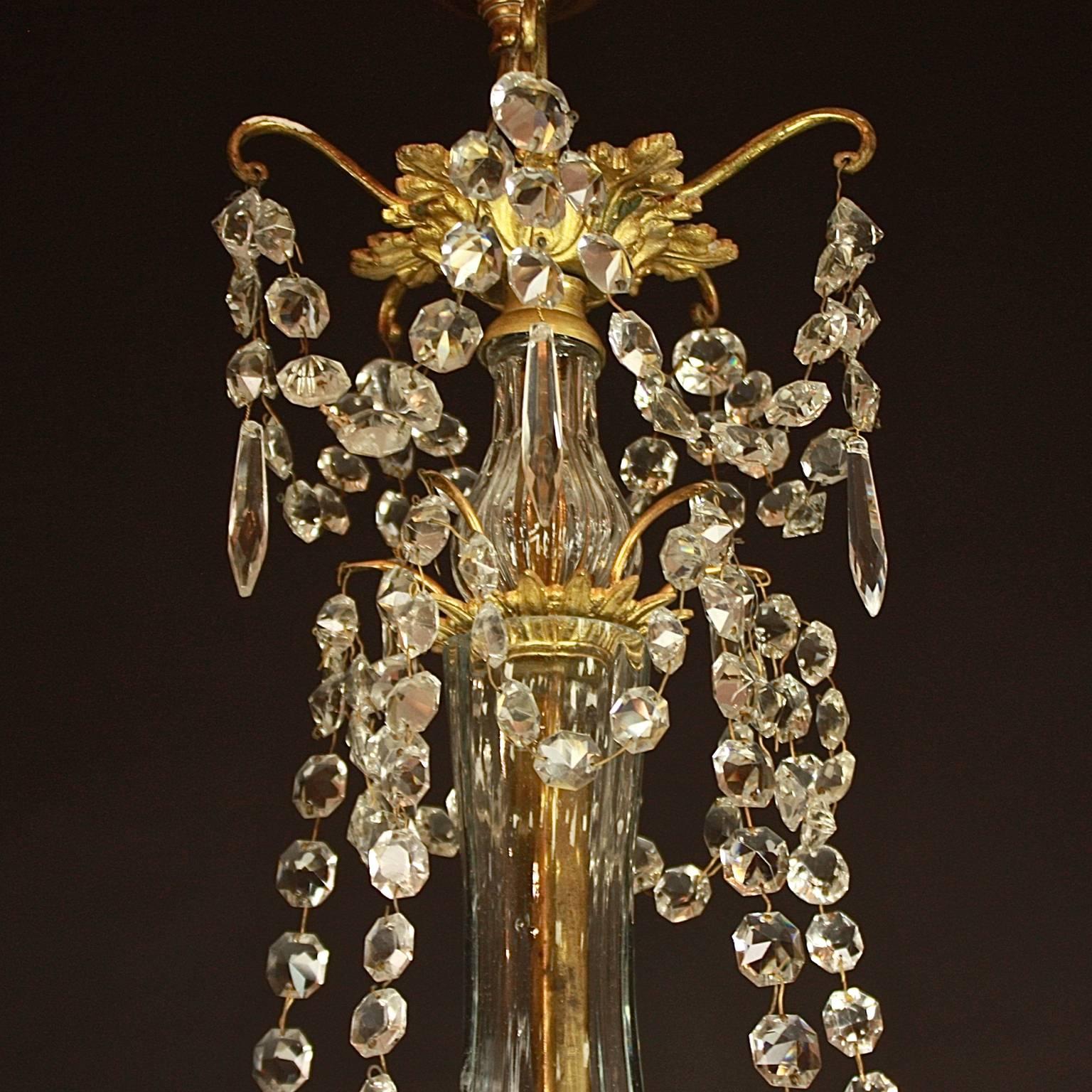 French 19th Century Louis XV Style Gilt-Bronze and Cut-Crystal Five-Light Chandelier