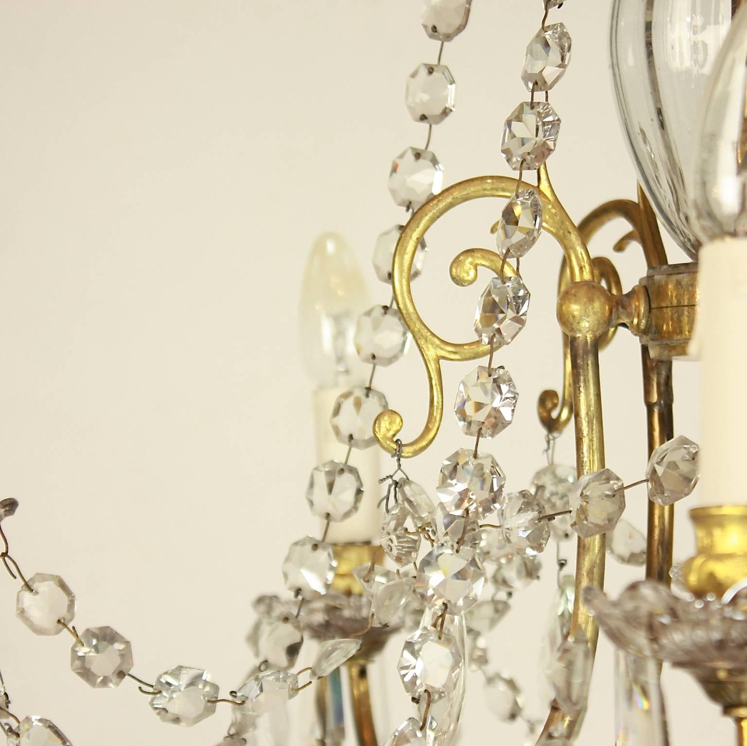19th Century Louis XV Style Gilt-Bronze and Cut-Crystal Five-Light Chandelier 4