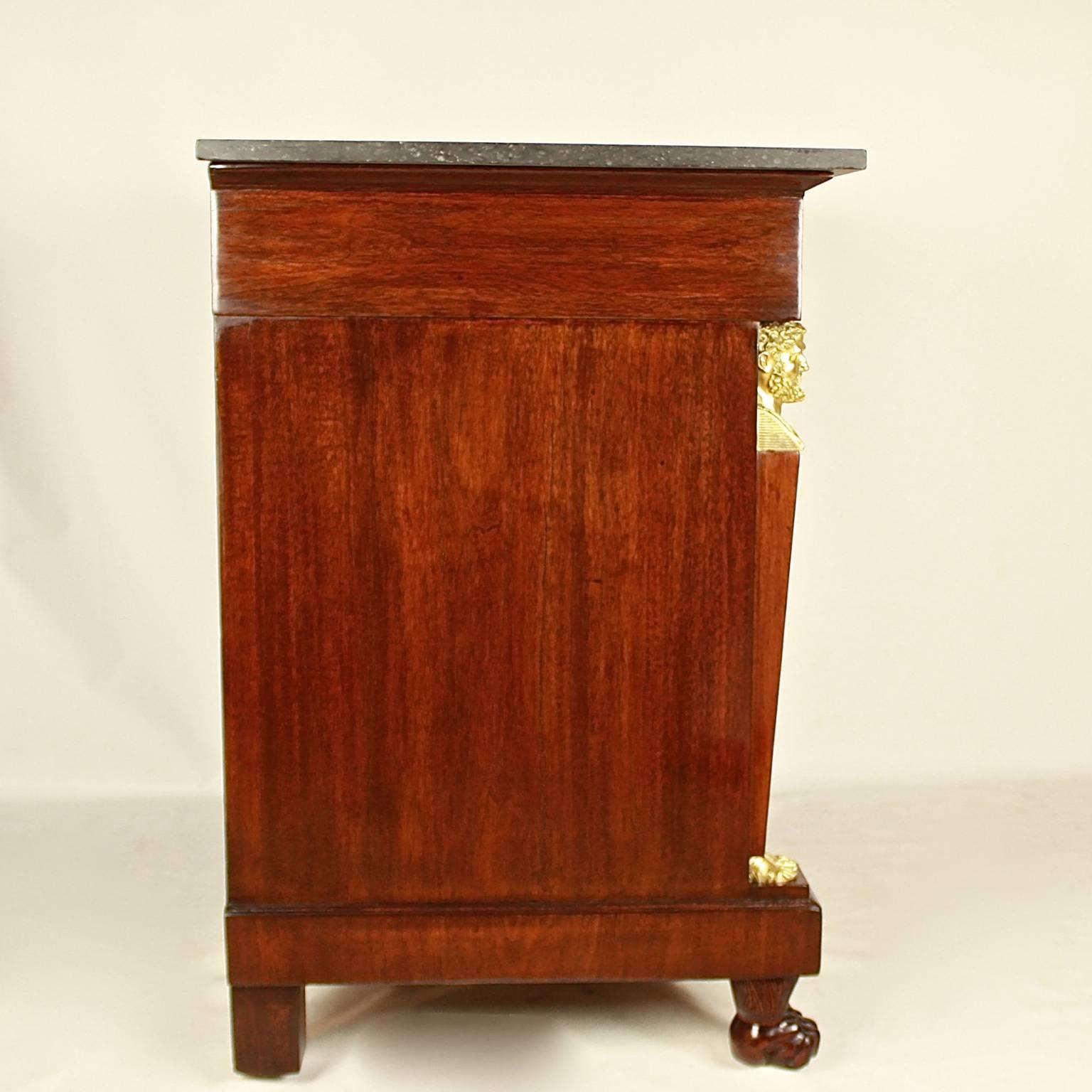 Empire Acajou Mouchete Mahogany Mounted Commode, Attributed to Bernard Molitor For Sale 1