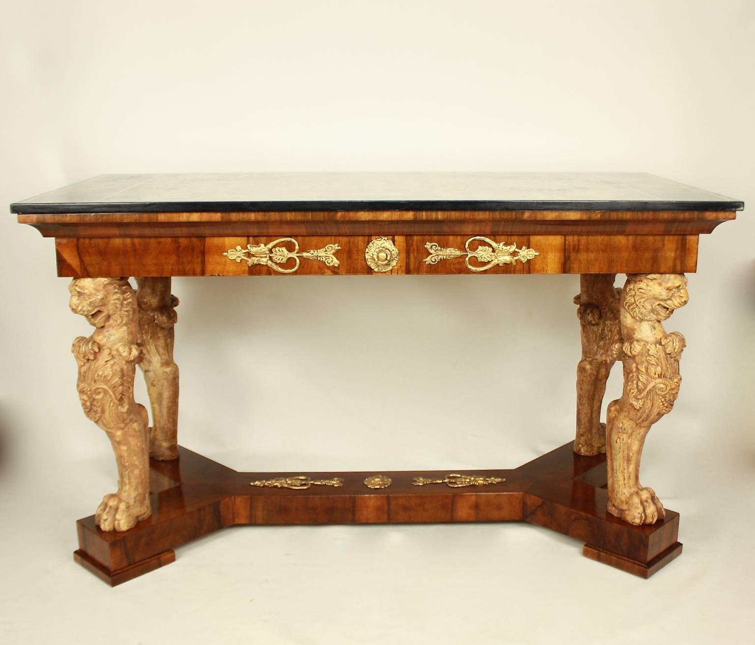 Early 18th Century North Italian Center Table with Scagliola Top, dated 1721