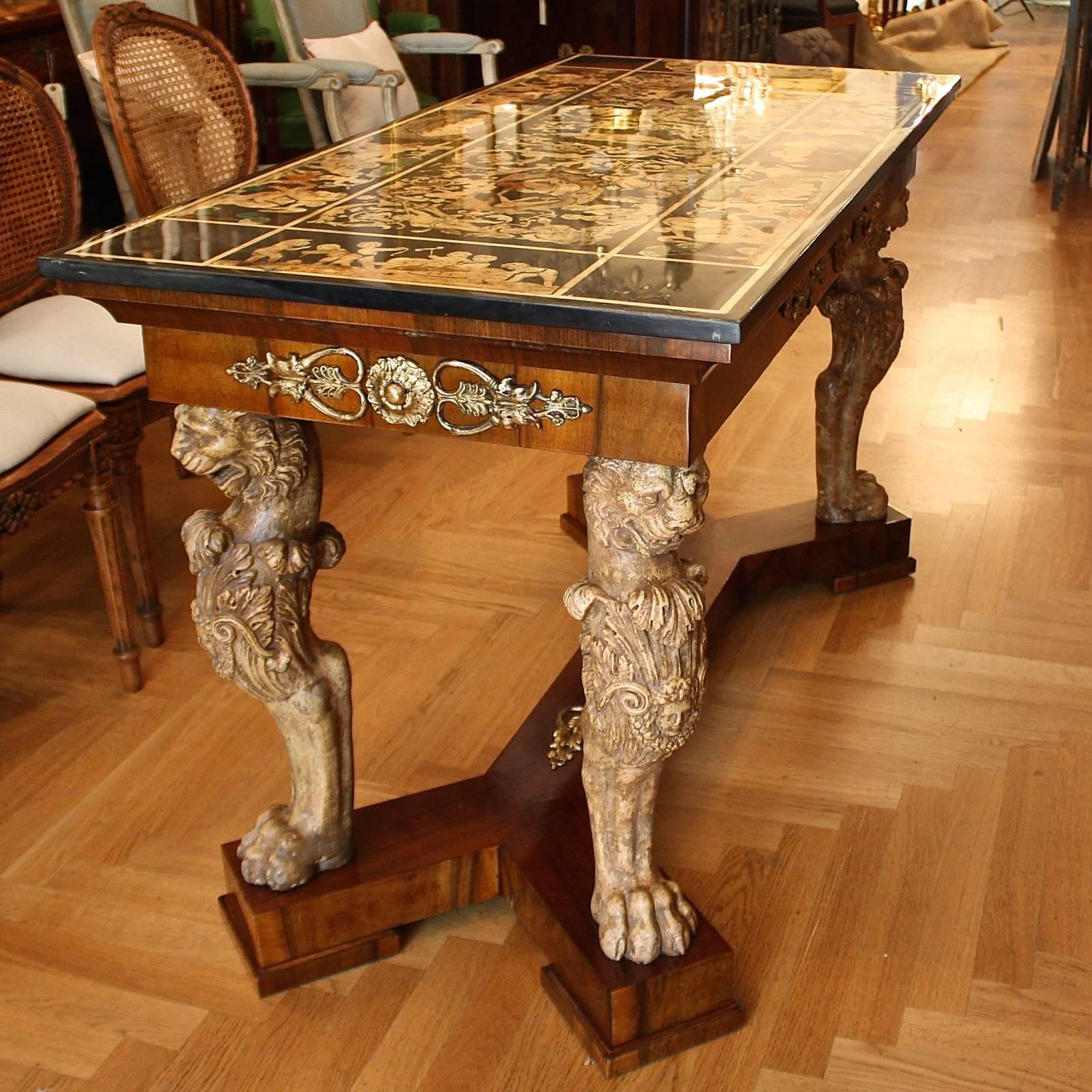 North Italian Center Table with Scagliola Top, dated 1721 4