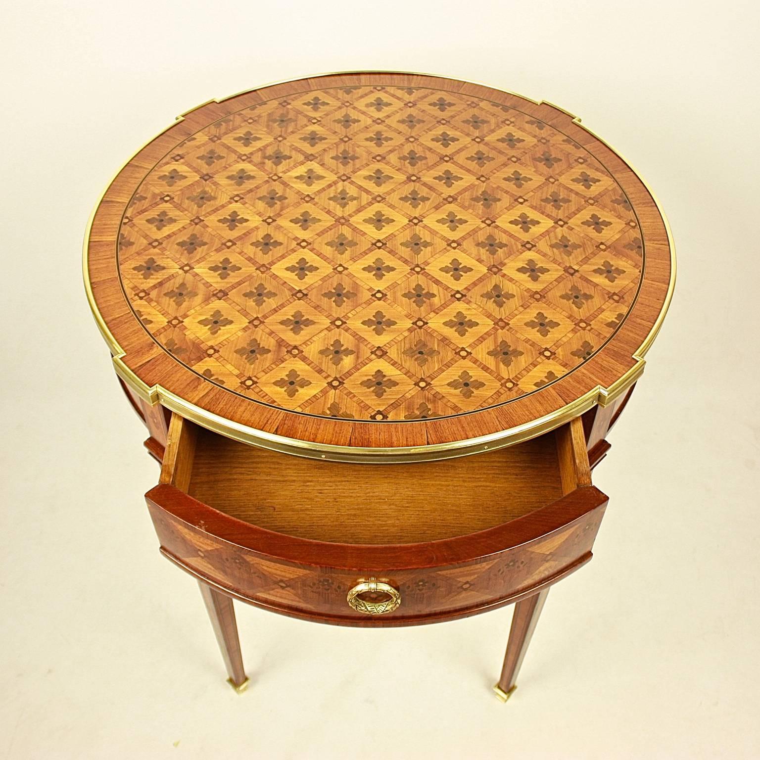 Gilt 19th Century Marquetry Gueridon Table