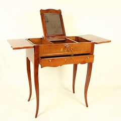 Small 18th Century Cherry Wood Dressing Table with Flower Inlay
