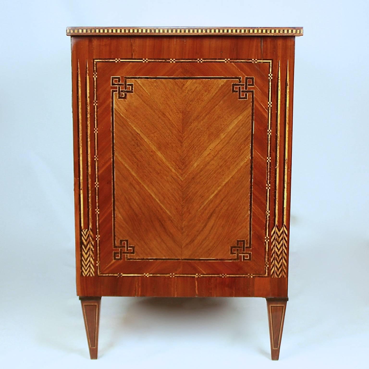 Wood Eastern French 18th Century Neoclassical Marquetry Commode, circa 1780