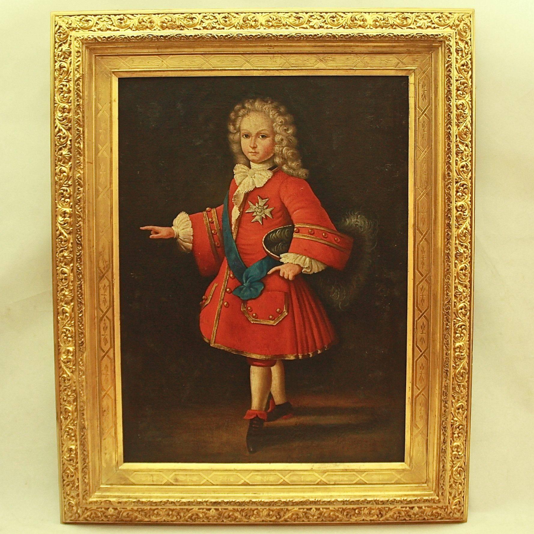 Pair of early 18th century children's portraits of 'Magdalena de Vos' and 'Louis XV' in matching excellent 19th century giltwood frames. 
The girl's portrait is that of Magdalena de Vos, daughter of the Flemish painter Cornelis de Vos. The original