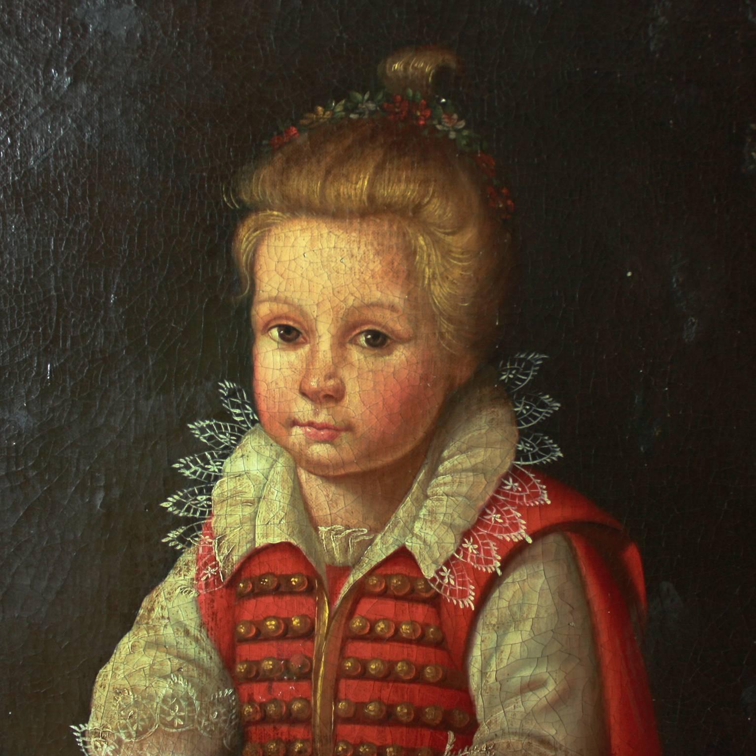 Painted Pair of 18th Century Children's Portraits of 'Magdalena De Vos' and 'Louis XV'