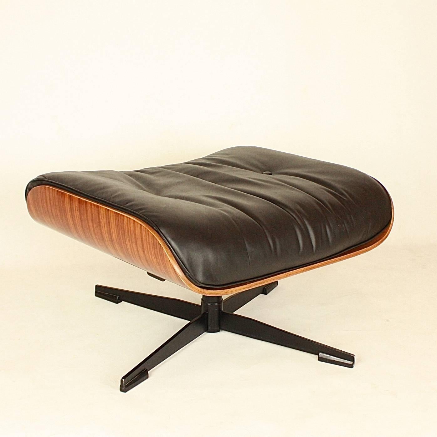 Veneer Pair of Ray and Charles Eames Style Lounge Chair with One Ottoman