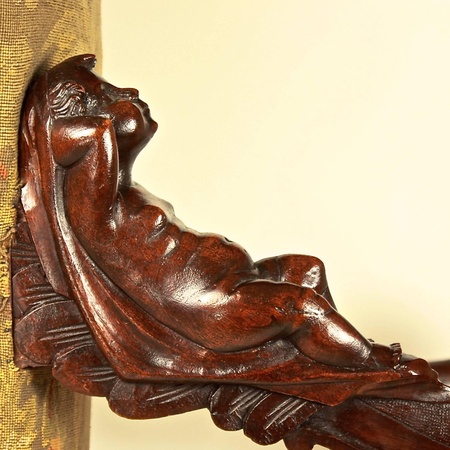 Large 19th Century Italian Baroque Style Walnut Carved Armchair 1