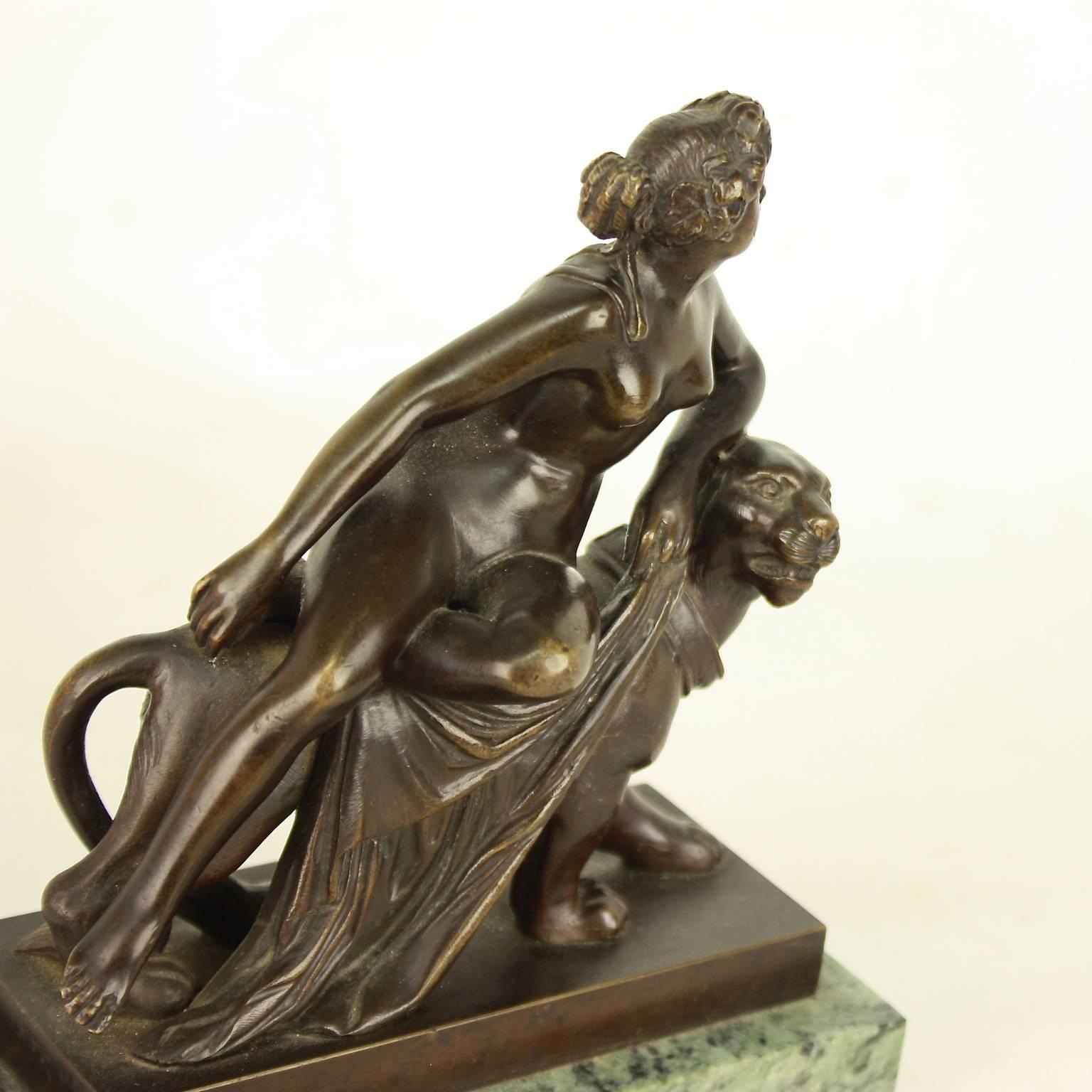 Empire Small Bronze Sculpture of 'Ariadne Riding a Panther' after Dannecker