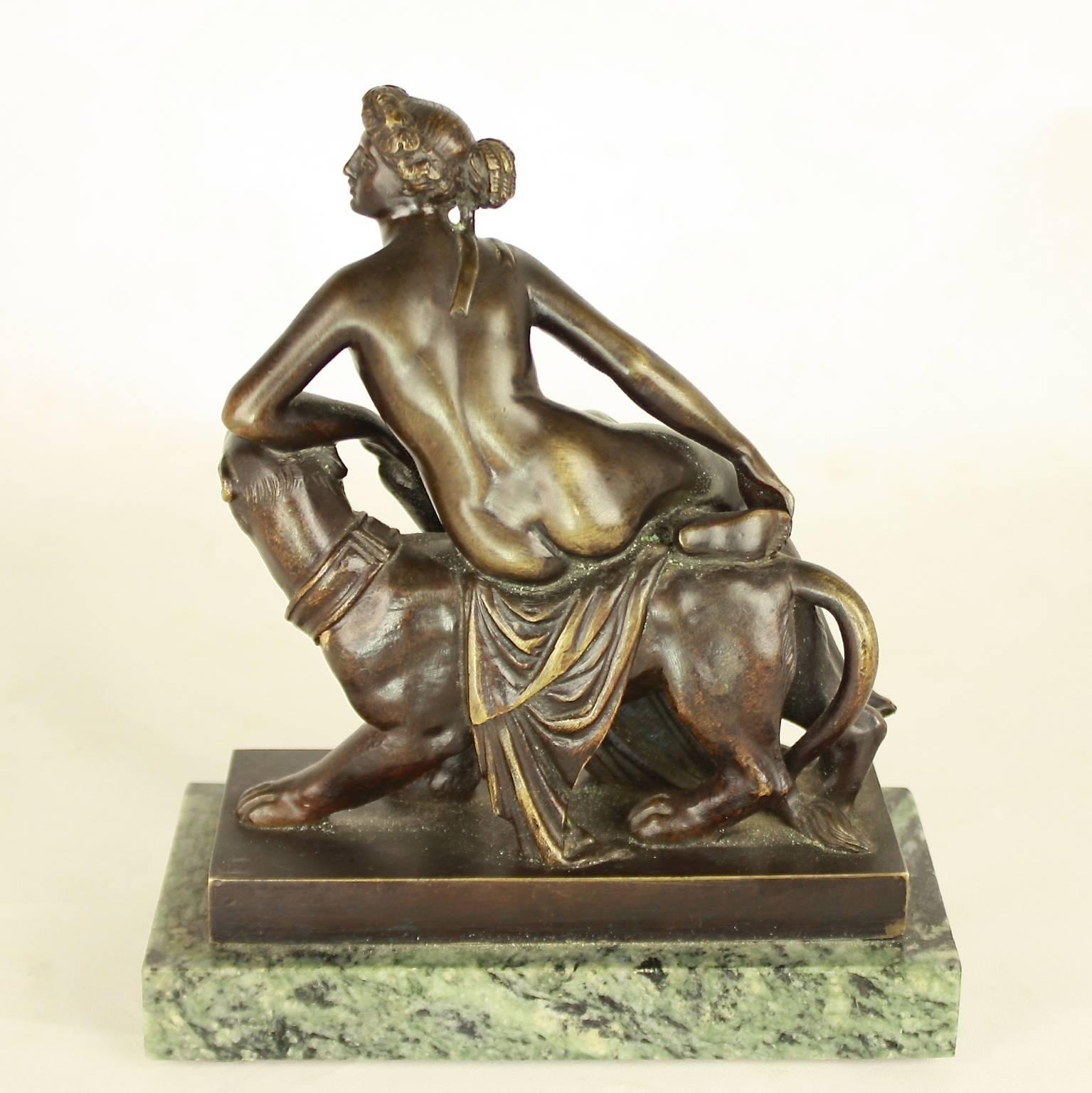 German Small Bronze Sculpture of 'Ariadne Riding a Panther' after Dannecker