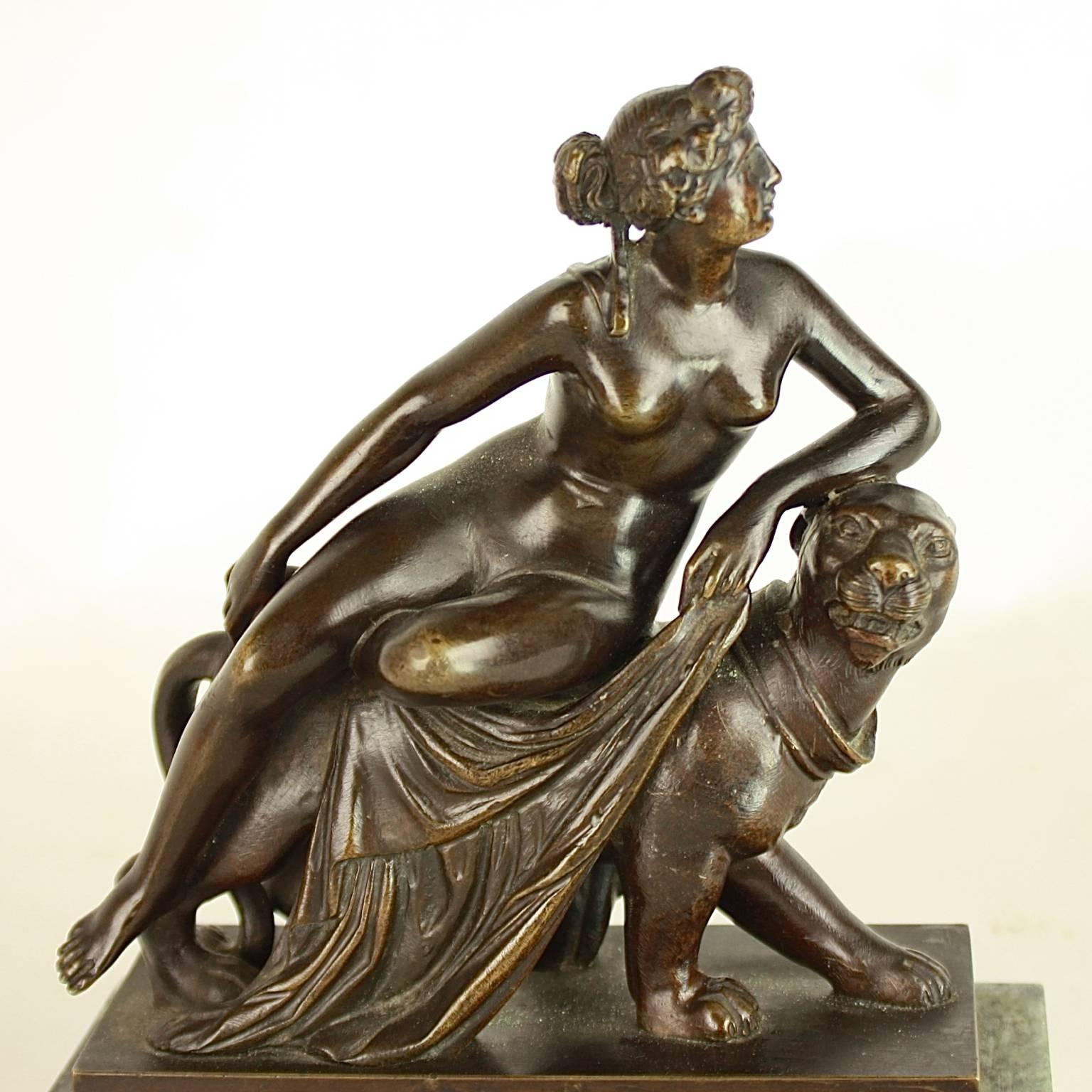 Patinated Small Bronze Sculpture of 'Ariadne Riding a Panther' after Dannecker