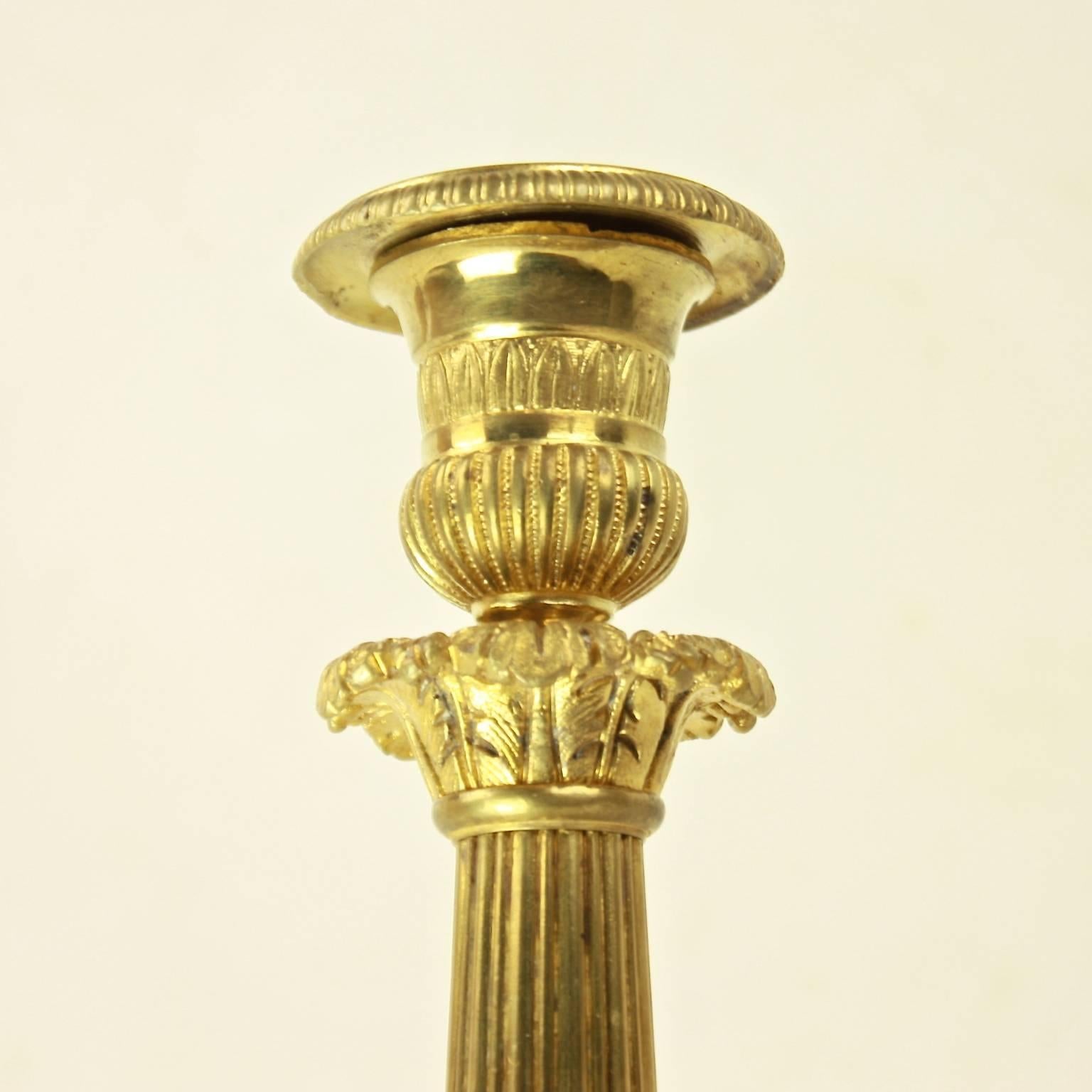 Pair of Empire Gilt Bronze Candlesticks (Französisch)