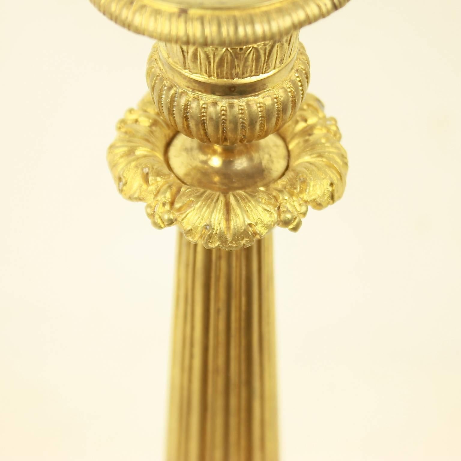 Pair of Empire Gilt Bronze Candlesticks (Vergoldet)