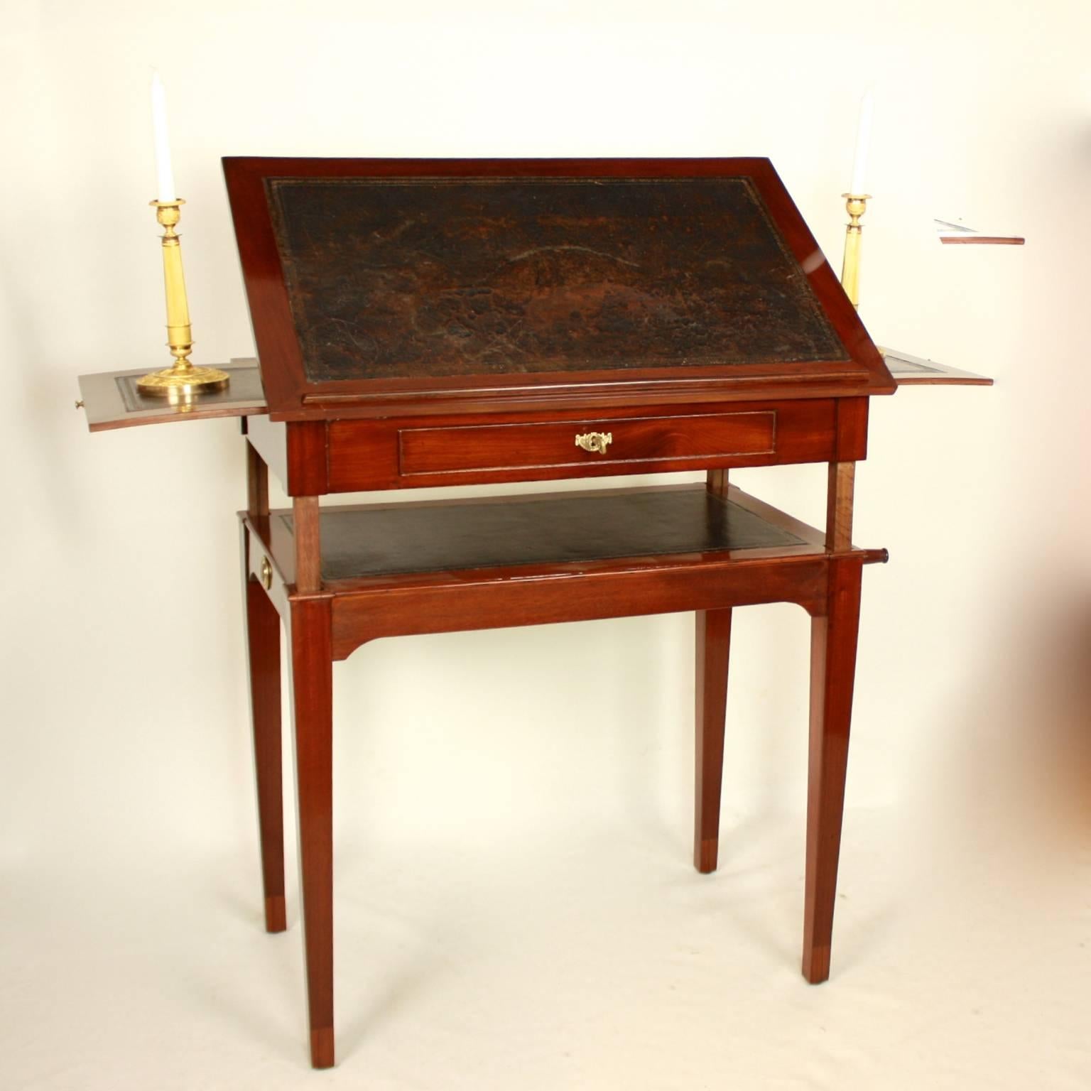 French Late 18th Century Mahogany Architect's Table, in the Manner of Canabas