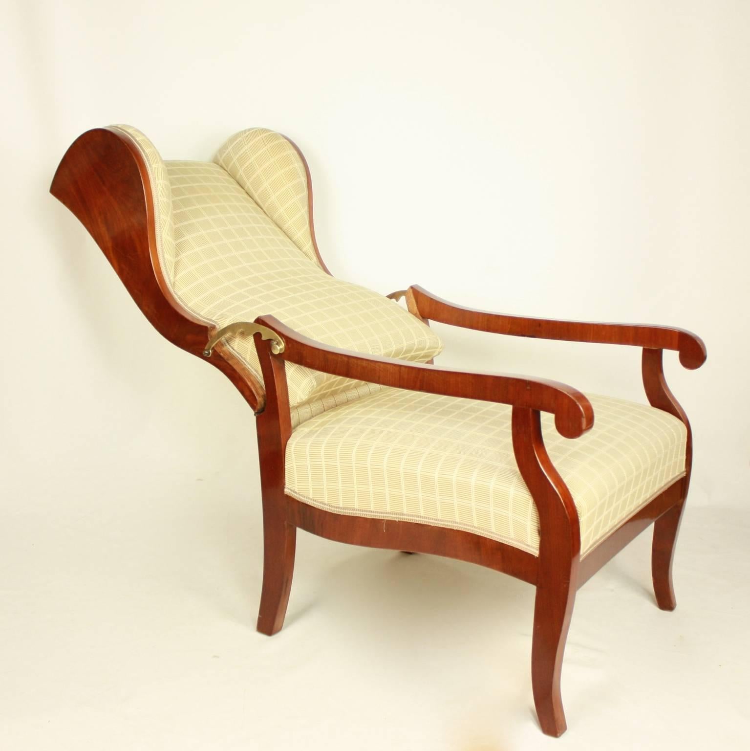 German Large Biedermeier Declining Wing Chair, circa 1820