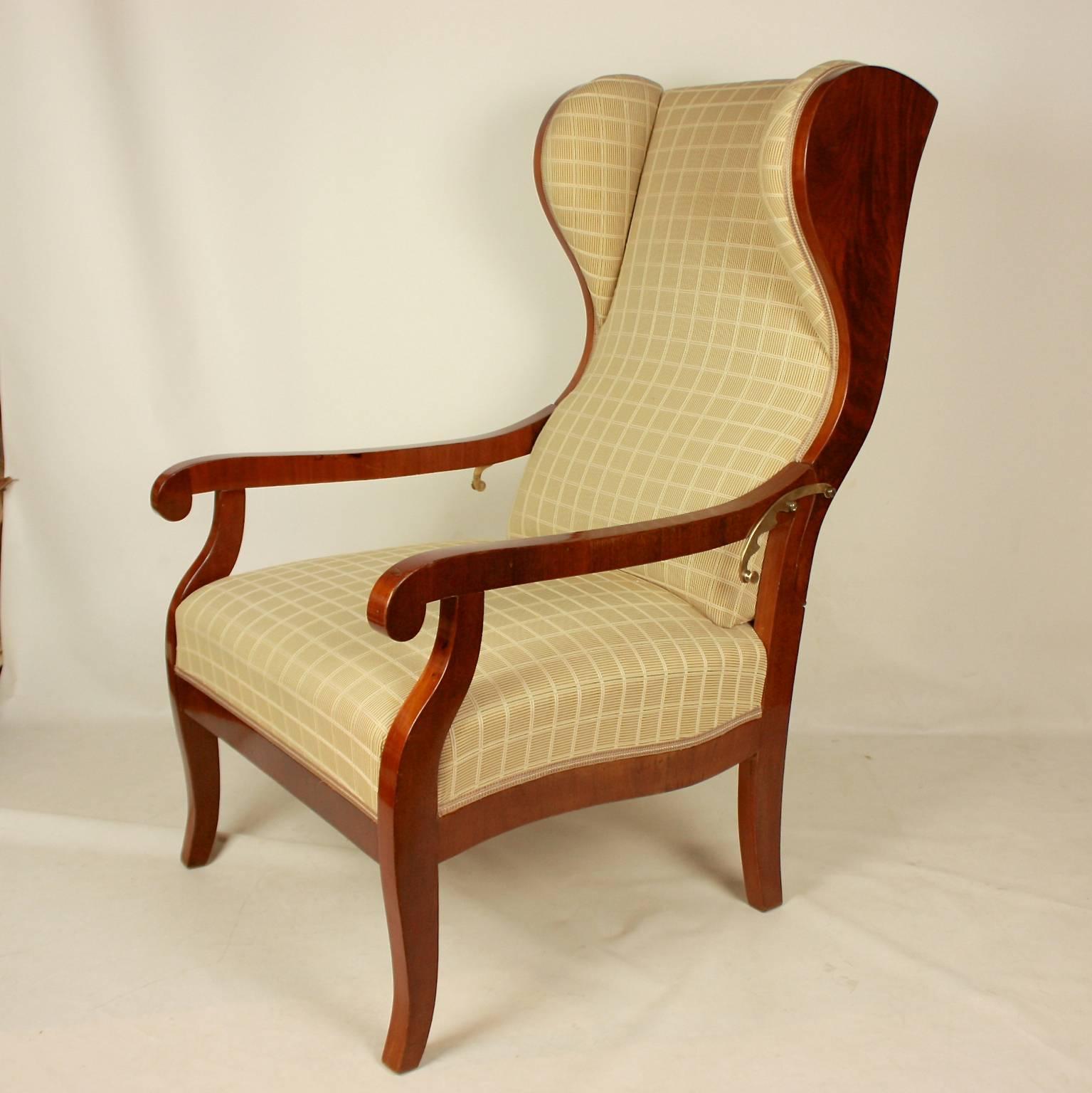 Early 19th Century Large Biedermeier Declining Wing Chair, circa 1820