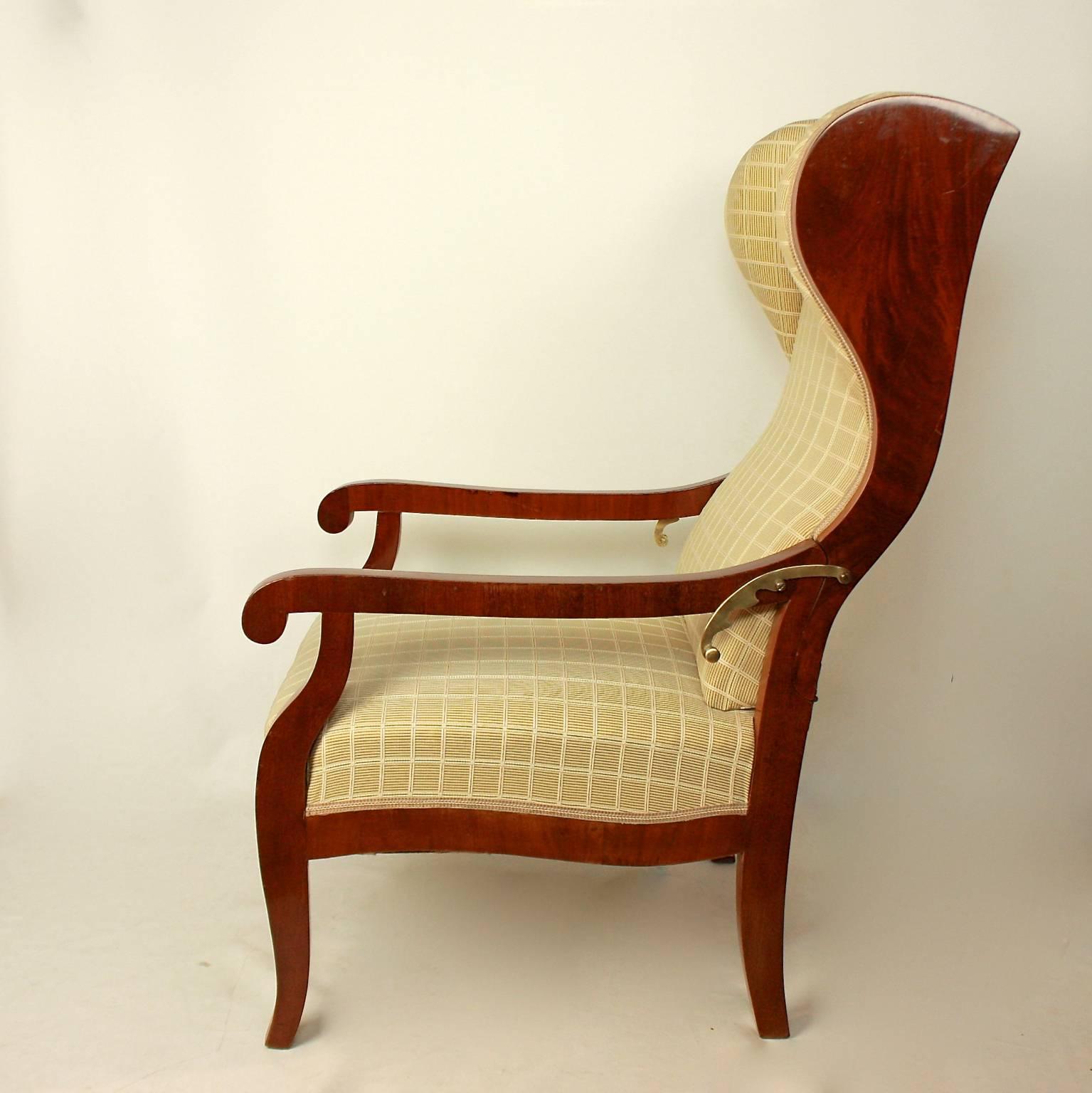 Cherry Large Biedermeier Declining Wing Chair, circa 1820