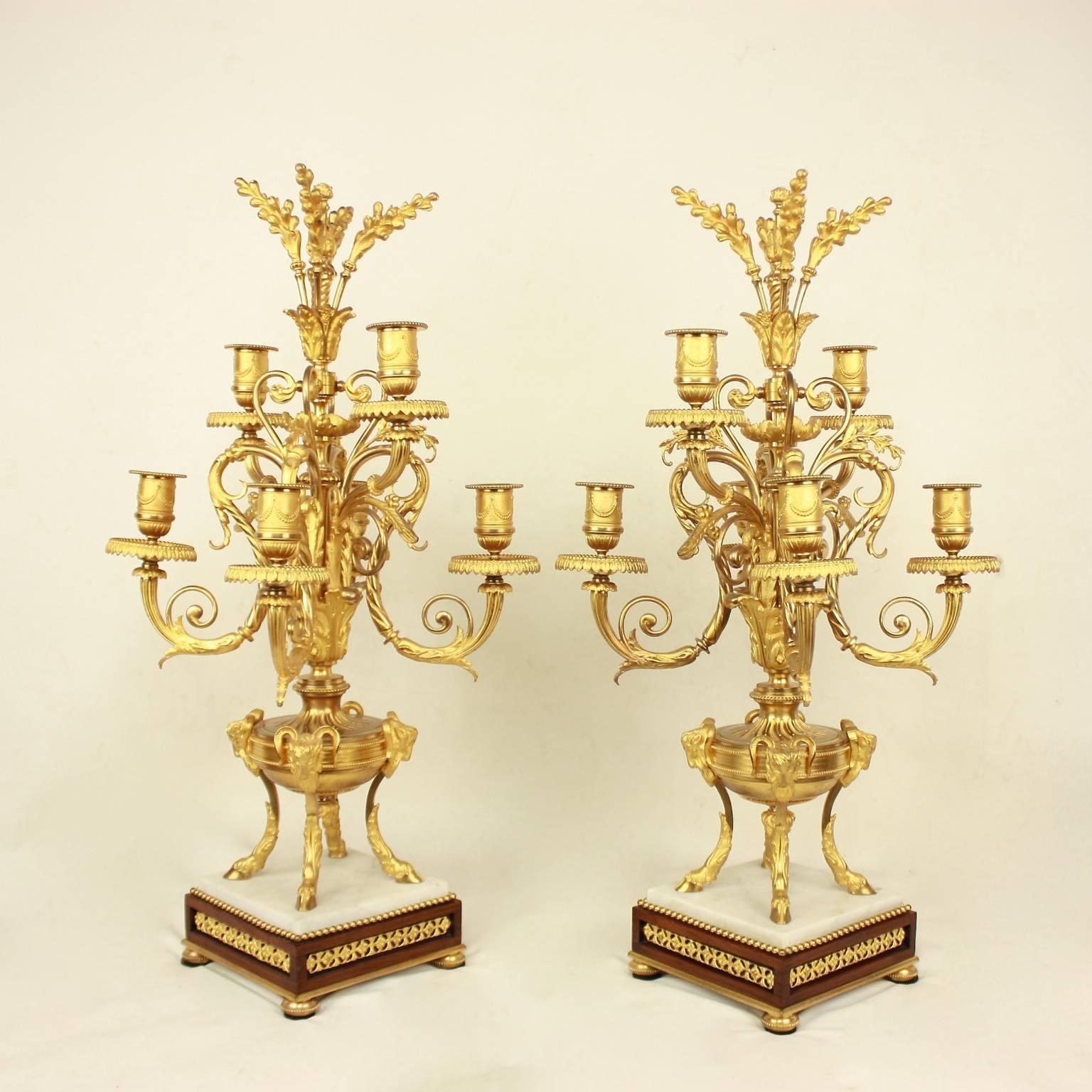 French Pair of Louis XVI Style Ormolu Candelabras