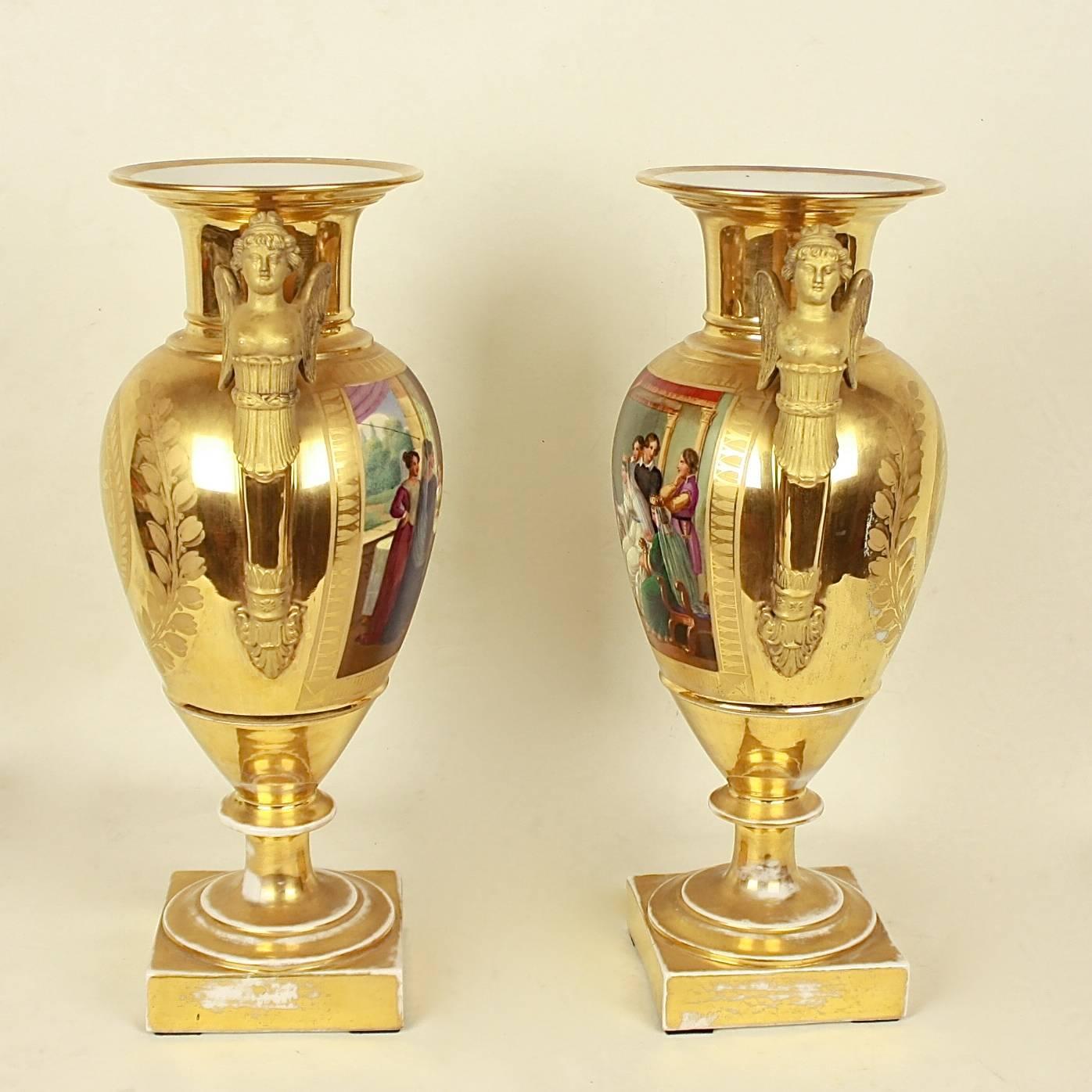 Early 19th Century Pair of Empire Porcelain Vases For Sale