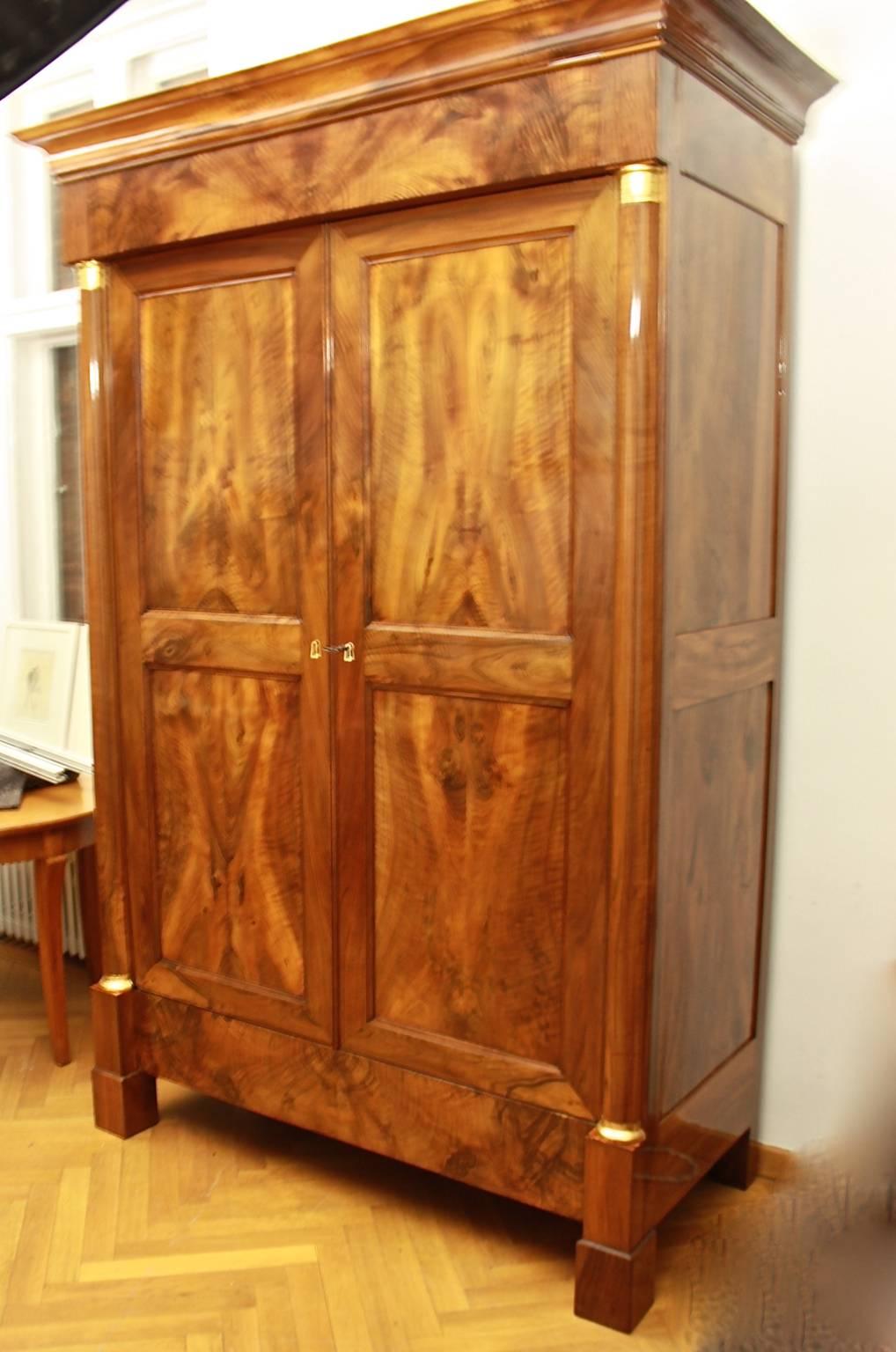 Large Empire Walnut Wardrobe or Armoire, circa 1810 2