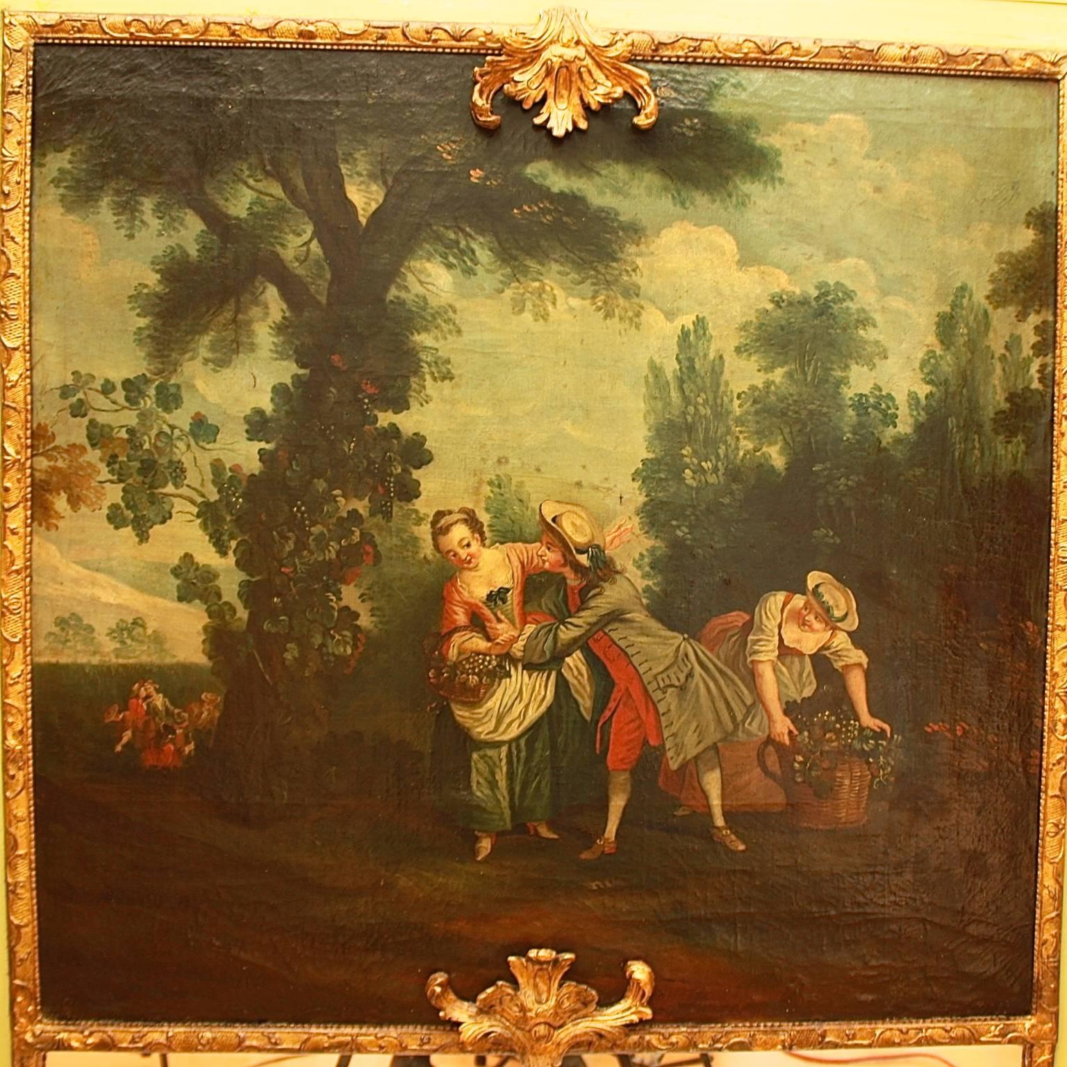 French 18th Century Trumeau Mirror with Painting