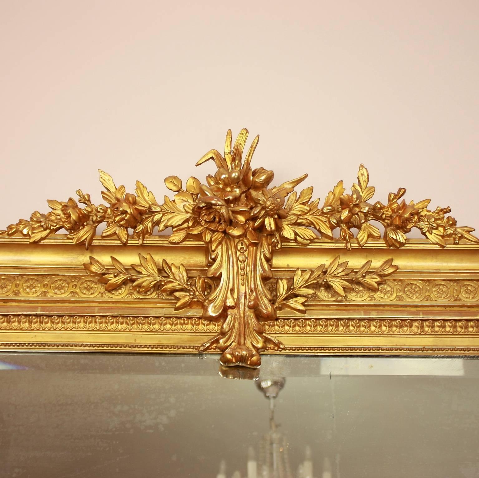 Napoleon III Large 19th Century Giltwood Mirror