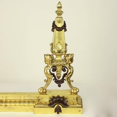 19th Century Louis XIV Gilt Patinated Bronze Female Busts Fire Place Fender