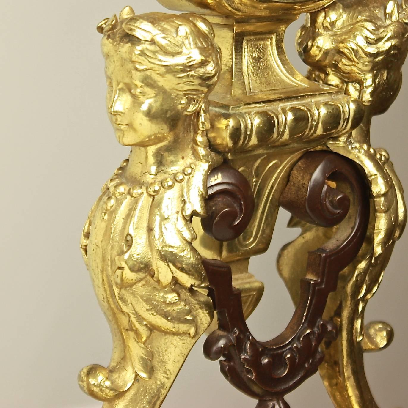 Kaminschutz mit hohen Chenets, Louis XIV.-Stil, 19. Jahrhundert  (Bronze)