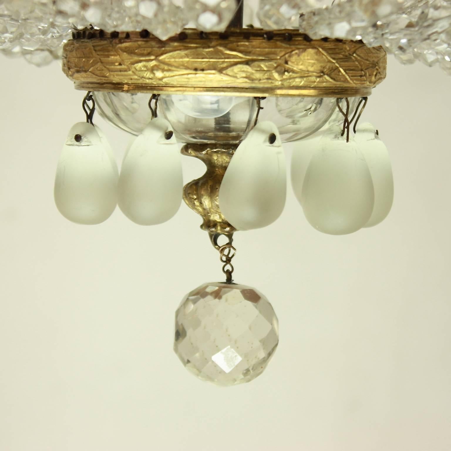 19th Century Fine French Empire Style Cut-Crystal Tent and Bag Chandelier For Sale