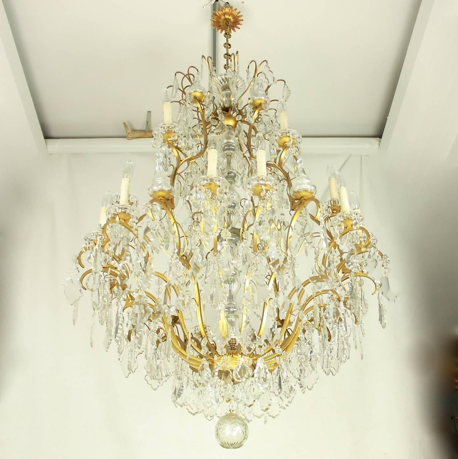 Crystal Monumental High Louis XV Style 24-Light Chandelier