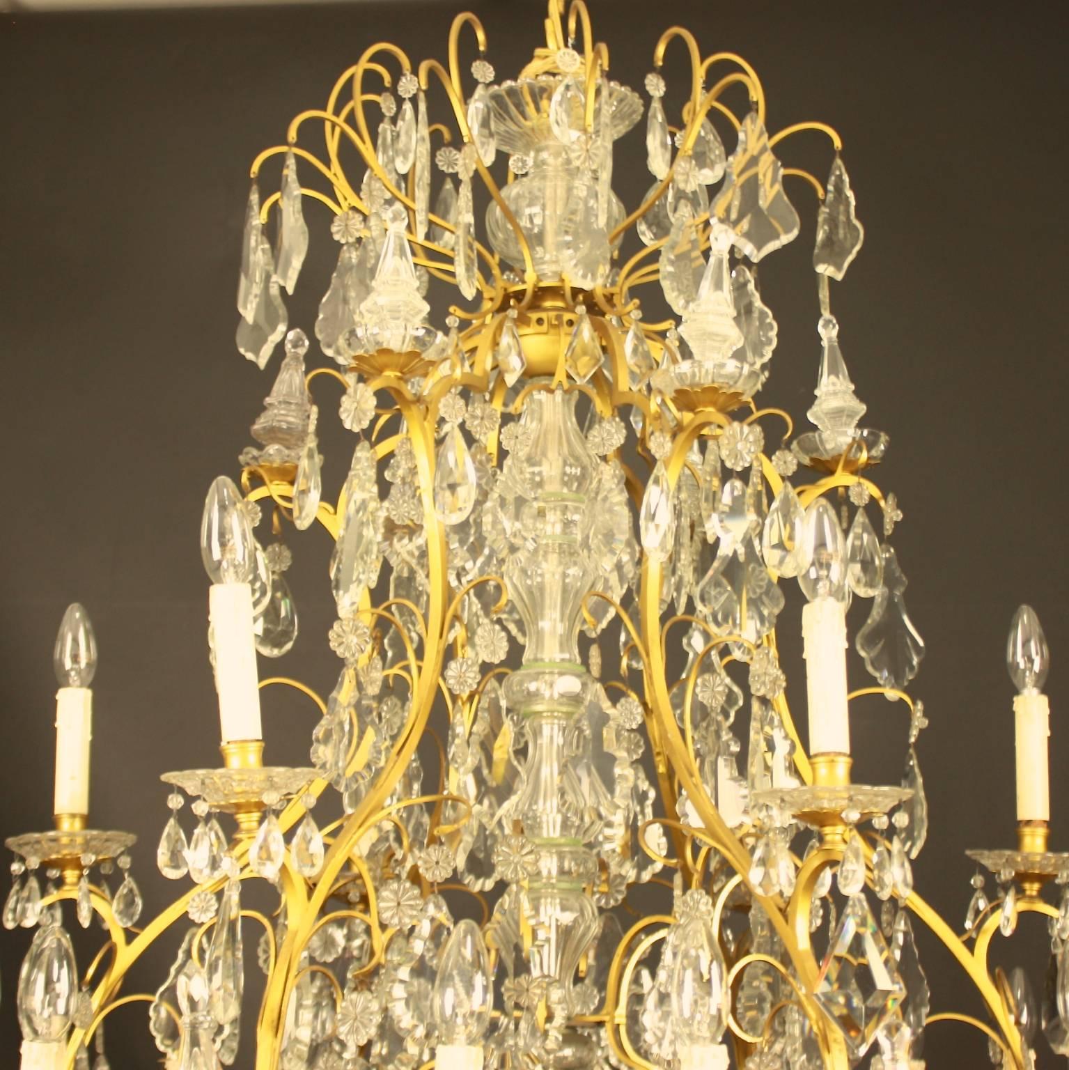 Gilt Monumental High Louis XV Style 24-Light Chandelier