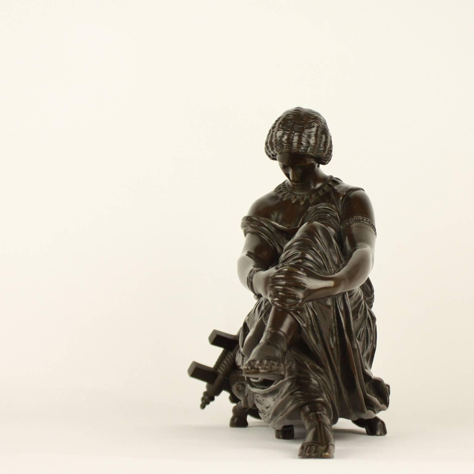 Bronzefigur des Saphirs aus dem 19. Jahrhundert nach James Pradier (1790-1852) (Patiniert) im Angebot