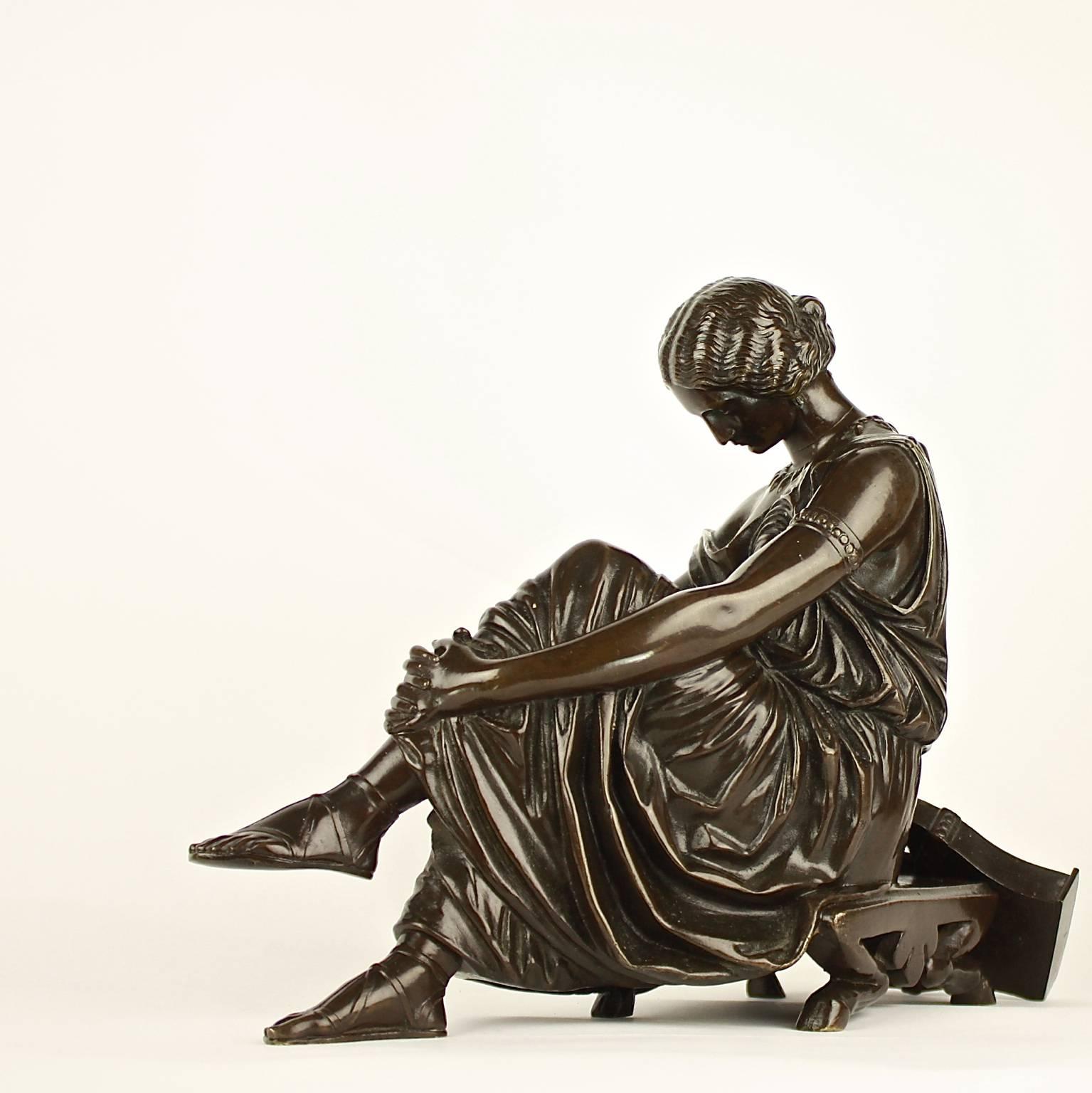 Napoleon III 19th Century Bronze Figure of Sappho after James Pradier (1790-1852) For Sale