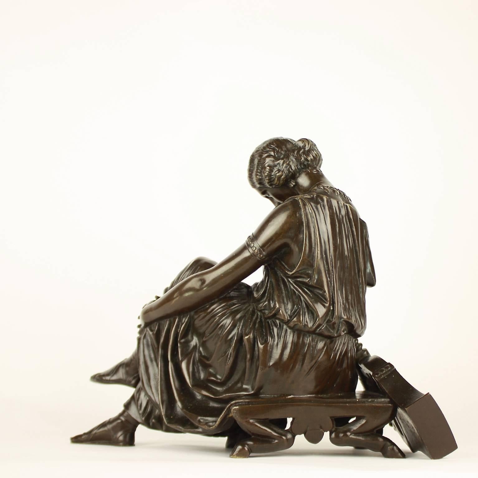 French 19th Century Bronze Figure of Sappho after James Pradier (1790-1852) For Sale